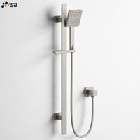 Rail de douche coulissant réglable en laiton certifié à faible teneur en plomb, avec douchette à fonction unique et jet de pluie doux, finition chromée pour salle de bain