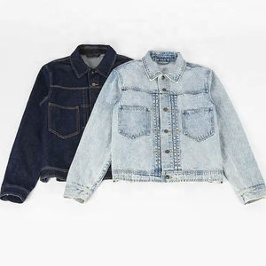 Top Fashion OEM Casual Unisex Vintage Washed Denim <b>Jackets</b> <b>Long</b> Sleeve Pocket Custom Logo Regular Fitted Printed <b>Winter</b> Letter - Product Image 6