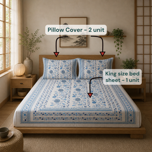 Luxury Rajasthan Artisanal Pigment Printed Floral <b>King</b> <b>Size</b> Bedsheet Set 100% Cotton Eco-Friendly Non-Toxic Dyes 200TC Home Use - Product Image 6