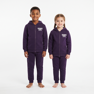 Trending Heavyweight Tracksuit Solid Purple Color Cotton Full <b>Zip</b> <b>Hooded</b> Jogger Set Kids Casual Activewear Clothing - Product Image 1