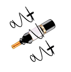 Support mural exclusif en métal noir imprimé pour bouteilles de vin – Design de créateur - Product Image 1