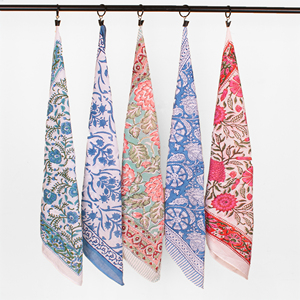 Fashionable Summer Collection Eco-Friendly Cotton Hand Block Printed Floral Pattern Breathable <b>Tie</b> <b>Back</b> Multifunctional Bandana - Product Image 1