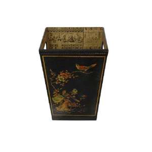 Floral printed black coated metal <b>waste</b> <b>bins</b> ideal for heavy <b>waste</b> due to its high load-bearing capacity - Product Image 2