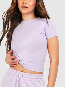 Ensemble T-shirt et short en dentelle 100 % coton pour femme, coupe oversize, au-dessus du genou, idéal pour l'été, décontracté, haute qualité, vente chaude - Product Image 3