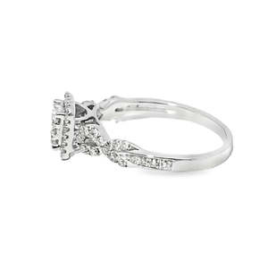 14K White Gold 0.50-Carat Quad Square Cluster Twisted Halo Diamond Ring - Product Image 2