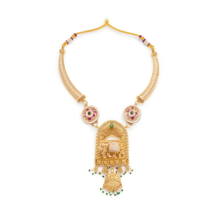 Conjunto de Collar de Perlas y Piedras Pota Chapado en Oro de Diseño para Mujer, Joyería Tradicional de Moda-10575291GR - Product Image 3