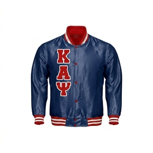 Veste universitaire brodée Kapa Alpha Psi en satin pour femme, lettres dorées et rouges sur le devant, col rabattu, manches longues, style automne - Product Image 6