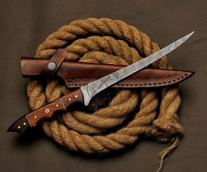 Cuchillo de filetear hecho a mano de acero de Damasco con hoja flexible de 8 pulgadas, mango de madera ambidiestro, herramienta de cocina personalizada para chef - Product Image 2