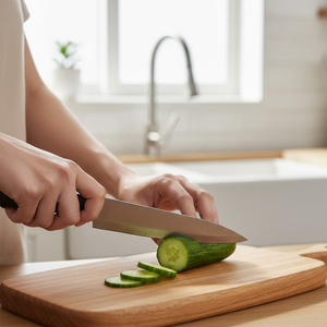 Planche à découper rectangulaire élégante en bois massif |   Planche à découper épaisse et robuste pour la cuisine, le fromage, le pain et la préparation des légumes - Product Image 6