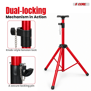 5 Core Metal <b>Speaker</b> Stand Tripod Pair Heavy Duty Adjustable 72" Universal Mount for PA <b>DJ</b> Studio w Bag - Product Image 5