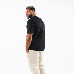 High Demand Men's <b>Black</b> O-Neck Short Sleeve <b>T</b>-<b>Shirt</b> Regular Fit 100% Cotton Jersey Casual Solid Color <b>Plain</b> Dyed Knitted Fabric - Product Image 4