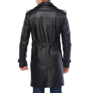 Abrigo Largo de Cuero Genuino para Hombre – Diseño Grabado a Prueba de Viento para Invierno, Personalizado OEM ODM al por Mayor - Product Image 2