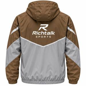 Chaqueta Bomber Personalizada para Hombre Richtalk, con Capucha, Resistente al Viento, Transpirable, Diseño con Bloques de Color, Cierre de Cremallera con Logotipo Frontal, Forro Polar - Product Image 2