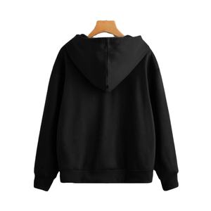 Haute qualité femmes doublé 100% coton hiver sweat à capuche pull Zip décontracté ample surdimensionné - Product Image 6