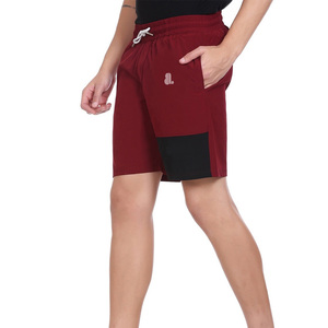 <b>Men's</b> <b>Red</b> Solid Blocked Quick Dry High Waist Drawstring Bermuda <b>Shorts</b> with Front Logo Pockets High Street Style - Product Image 3