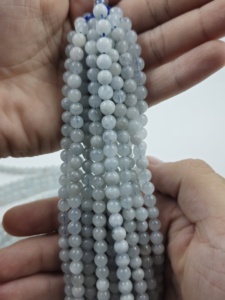 Cuentas Redondas Sueltas de Aguamarina Natural para la Elaboración de Joyas - Product Image 2