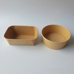 Tazón de Papel Kraft al por Mayor con Tapa de PET, 500ml 750ml 1000ml, Tazón Redondo de Papel Kraft para Frutas, Ensaladas y Alimentos - Product Image 1