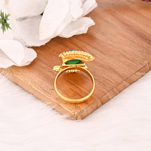 Handmade Green Hydro Brass Gold Plated <b>Adjustable</b> Fashion Gemstone <b>Ring</b> for Women - Product Image 5