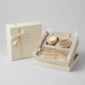Juego de tres posavasos y bandeja de ónix natural, hecho a mano, conjunto coordinado para decoración del hogar, paquete al por mayor, juego de regalo con logotipo personalizado - Product Image 2
