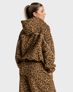 Sweat à capuche original pour femme à imprimé léopard avec manches contrastées, sweat à capuche en polaire premium doux pour femme - Product Image 2
