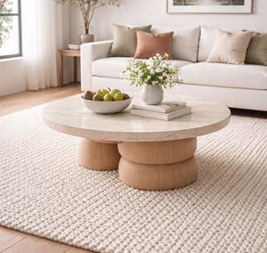 Tapis rectangulaire moderne en laine tressée faite à la main, couleur unie texturée, à poils moyens, antidérapant, style scandinave pour salon - Product Image 2