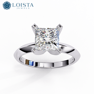 Bague en or rose 18 carats avec diamants de laboratoire certifiés IGI, taille princesse 1 carat, bijoux en diamants - Product Image 1