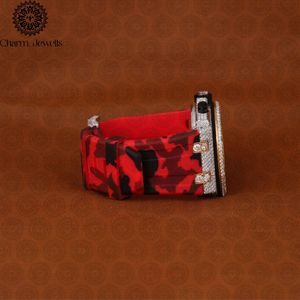 Charm_Jewells Luxury Men's Stainless Steel Watch 42mm Round Case Analog Quartz <b>Chronograph</b> Red Leather Band Sapphire Crystal - Product Image 2