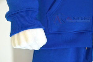 Ensemble de survêtement premium bleu roi en molleton régulier avec sweat à capuche et pantalon de jogging, 140g, 100% coton biologique, respirant, anti-rétrécissement, hiver, personnalisable - Product Image 2