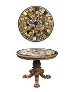 Plateau de table en marbre avec incrustation de pierres précieuses Pietra Dura - Product Image 1