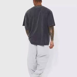 T-shirt Homme 100% Coton Épais Coupe Slim avec Logo Sérigraphié Effet Délavé Acide Vintage Personnalisé Séchage Rapide - Product Image 6