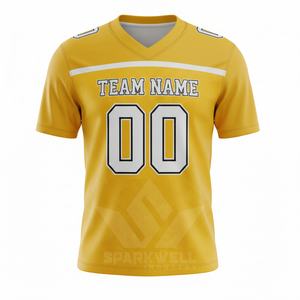 Camiseta de Fútbol Americano para Hombre, Color Marrón, Cuello en V, Manga Corta, Sublimada, Poliéster que Absorbe la Humedad, Uniforme de Equipo Personalizado - Product Image 5