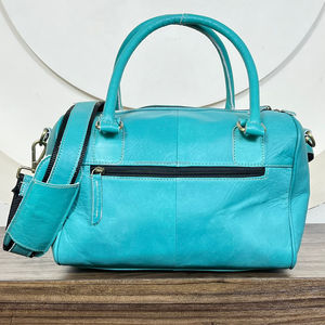 Sac de voyage mini personnalisé 2025 en cuir de vachette travaillé à la main avec pierre turquoise, sac à bandoulière pour homme et femme - Product Image 5