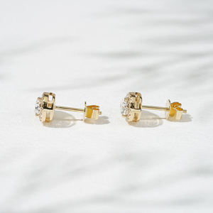 Eco Friendly Lab Grown Diamond Platinum Plated High Purity Oval Cut Fancy Vivid <b>Stud</b> <b>Earrings</b> IGI Certified for Women Wedding - Product Image 4