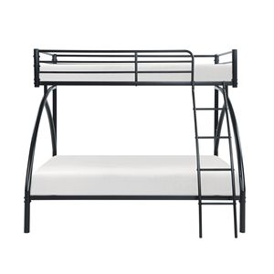 Cama litera doble/matrimonial con estructura de metal negro de fácil montaje para dormitorio juvenil, muebles para niños - Product Image 2