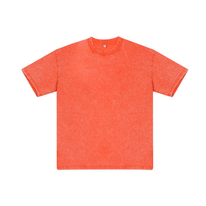 เสื้อยืดวินเทจสไตล์ย้อมสีแบบแอซิดวอชทรงหลวมไหล่ตก ผ้าหนา 100% คอตตอน สำหรับผู้ชาย - Product Image 5
