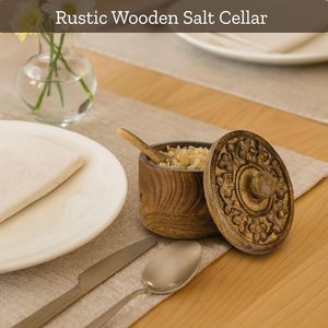 Contenedor de Especias de Madera Hecho a Mano con Cuchara y Hebilla, Diseño Rústico, Apilable, Hermético, Ecológico y a Prueba de Humedad para Almacenamiento de Alimentos - Product Image 6