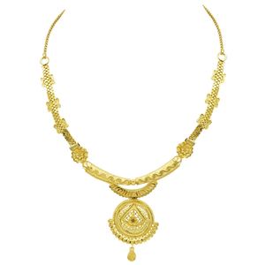 สร้อยคอทองชุบไมครอน 14K 18K 24K ขายส่ง พร้อมต่างหูแบบห้อยลายดอกไม้ดีไซน์ดั้งเดิม ชุดเครื่องประดับแฟชั่น - Product Image 5