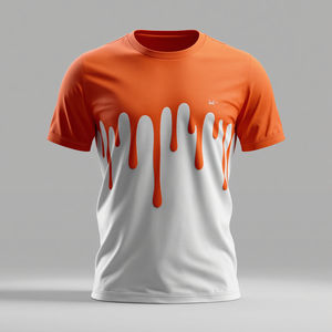 <b>Men</b> Formal Drip Style Knitted T-<b>Shirt</b> with <b>Silk</b> Screen Printed Solid Design OEM/ODM Customization - Product Image 4