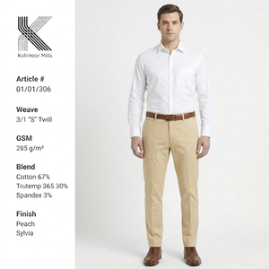 Pantalon chino extensible pour homme sur mesure, Trutemp 365, mélange de coton 285GSM, pantalon habillé décontracté, fabricant OEM ODM - Product Image 3