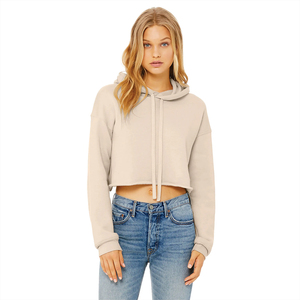 Women's <b>Navy</b> Cropped Printed Hoodie Soft Fleece Pullover Long Sleeve Stylish Midriff Casual Daily Wear Comfortable Winter - Product Image 1