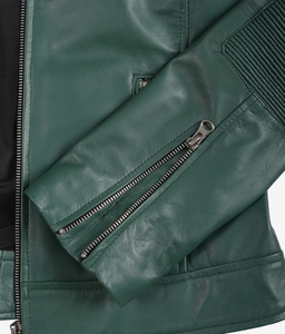 Veste de motard en cuir véritable vert pour femme, coupe ajustée, style Cafe Racer, cuir véritable de qualité supérieure, logo personnalisé, vente en gros OEM - Product Image 6