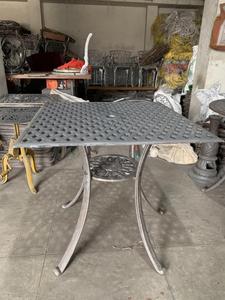 Traditional Iron Coffee <b>Table</b> with Lattice Top and Decorative Base Waterproof Cushions for Courtyard Use - Product Image 5