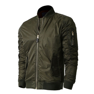 Blouson bomber vert olive pour homme, coupe classique, col montant, fermeture éclair, coupe-vent, style décontracté, matière polyester, idéal pour l'automne - Product Image 5