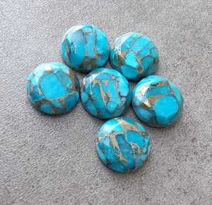 Turquoise bleue naturelle, forme ronde, taille facetée, calibrée, vente en gros, pierre précieuse en vrac pour bijoux - Product Image 1