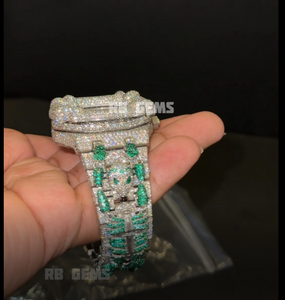 นาฬิกาอัตโนมัติ2024 VVS Moissanite Tourbillon สีขาวทองอะนาล็อกสแตนเลส3BAR น้ำ - Product Image 3