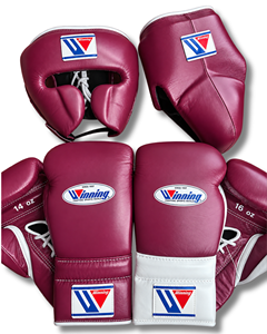 Set de Guantes de Boxeo Winning, Guantes de Cuero Blanco con Protección para la Cabeza, Protector Inguinal, Transpirables, con Cordones, Equipo de Boxeo para Adultos - Product Image 3