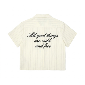 T-shirts pour hommes personnalisés, printemps/été, coton pur, twill rayé, broderie imprimée, décontracté, col rabattu, manches courtes - Product Image 2