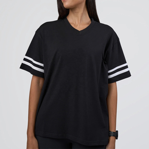 T-shirt décontracté pour femmes en jersey à manches courtes, respirant, coupe décontractée, imprimé uni, logo brodé - Product Image 6