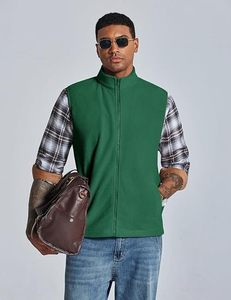 Gilet décontracté pour homme, vert, sans manches, avec fermeture éclair, col montant, léger, pour les voyages en plein air, usage quotidien, gilet de superposition - Product Image 2