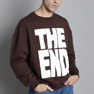 Sweat-shirt imprimé à col rond pour homme, coupe classique, pull décontracté en tricot 100 % coton, motif lettres blanches, collection automne - Product Image 4